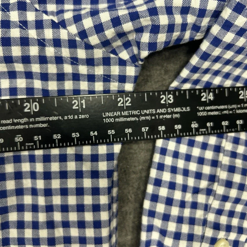 Polo Ralph Lauren Shirt Mens L Gingham Slim Fit Stretch Oxford OCBD Flesh Pony